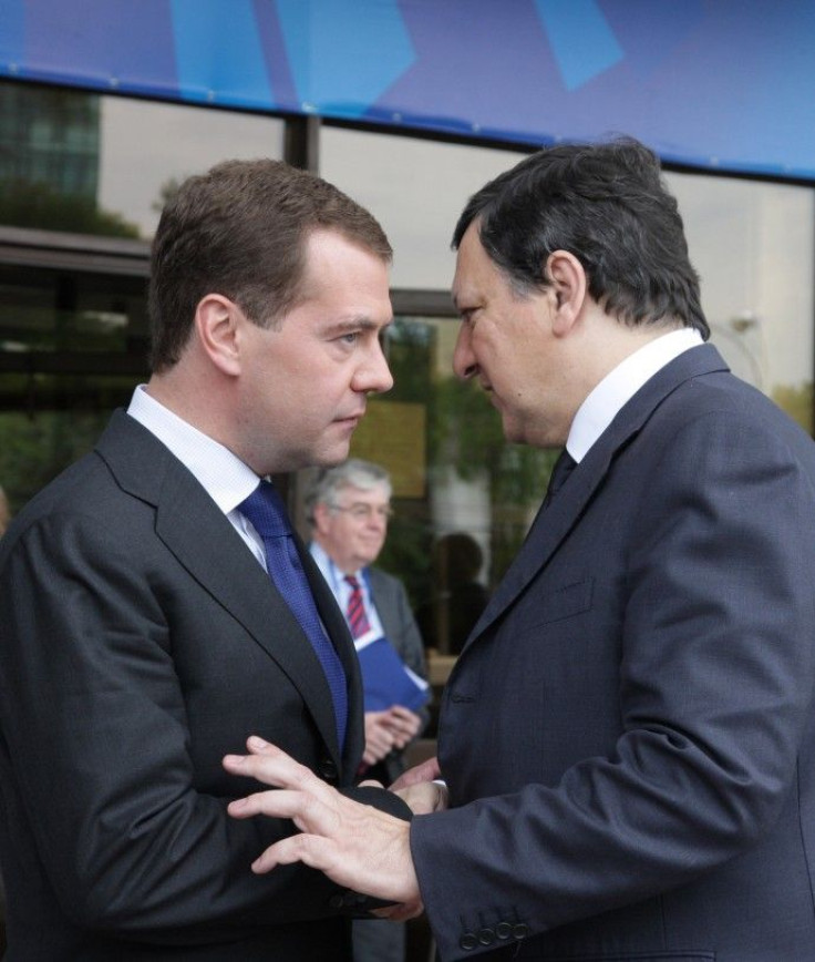 Russian President Dmitry Medvedev and European Commission President Jose Manuel Barroso - file photo. 