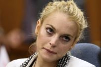 Actress Lindsay Lohan attends a progress report hearing for her 2007 drunk driving case at a courthouse in Beverly Hills
