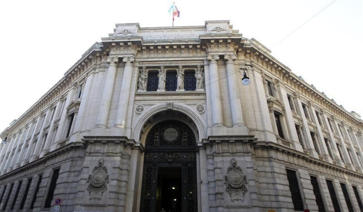 The Bank of Italy building is seen downtown Milan