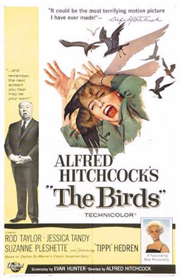 Tippi Hendren and Alfred Hitchcock appear on the original poster for "The Birds" 