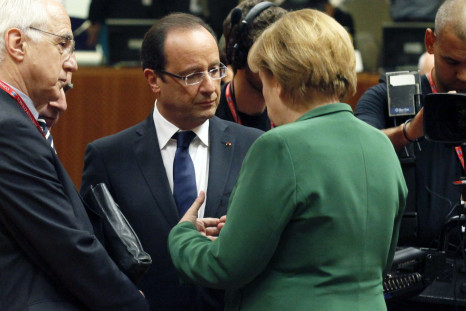 French President François Hollande and German Chancellor Angela Merkel at a summit in Brussels Friday 