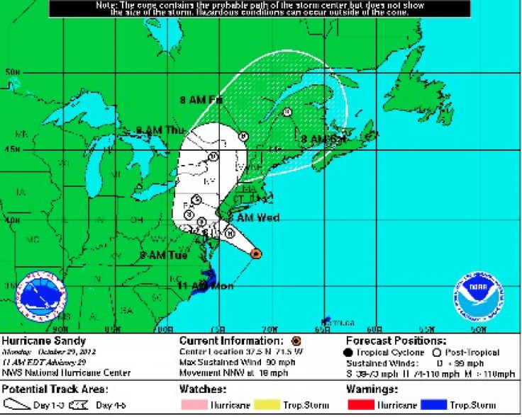 Hurricane Sandy Path Update