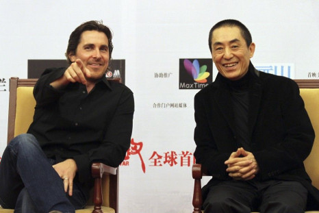 British actor Bale and Chinese director Zhang attend the premiere of &quot;The Flowers of War&quot; in Beijing
