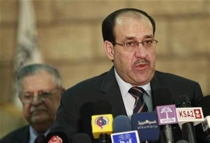 Iraq's Prime Minister Nuri al-Maliki speaks during a news conference in Baghdad 