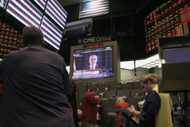 Ben Bernanke on screen at the Chicago Mercantile Exchange.