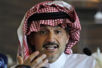 Saudi Prince Alwaleed speaks at a news conference in Riyadh