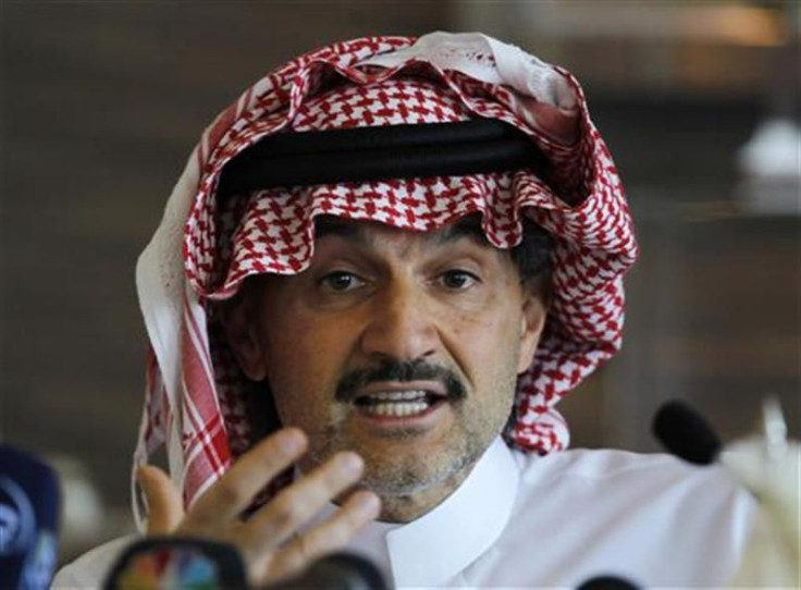 Saudi Prince Alwaleed speaks at a news conference in Riyadh