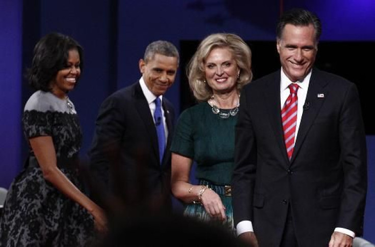 Pres Debate Obama Romney and wives Nov 2012 2