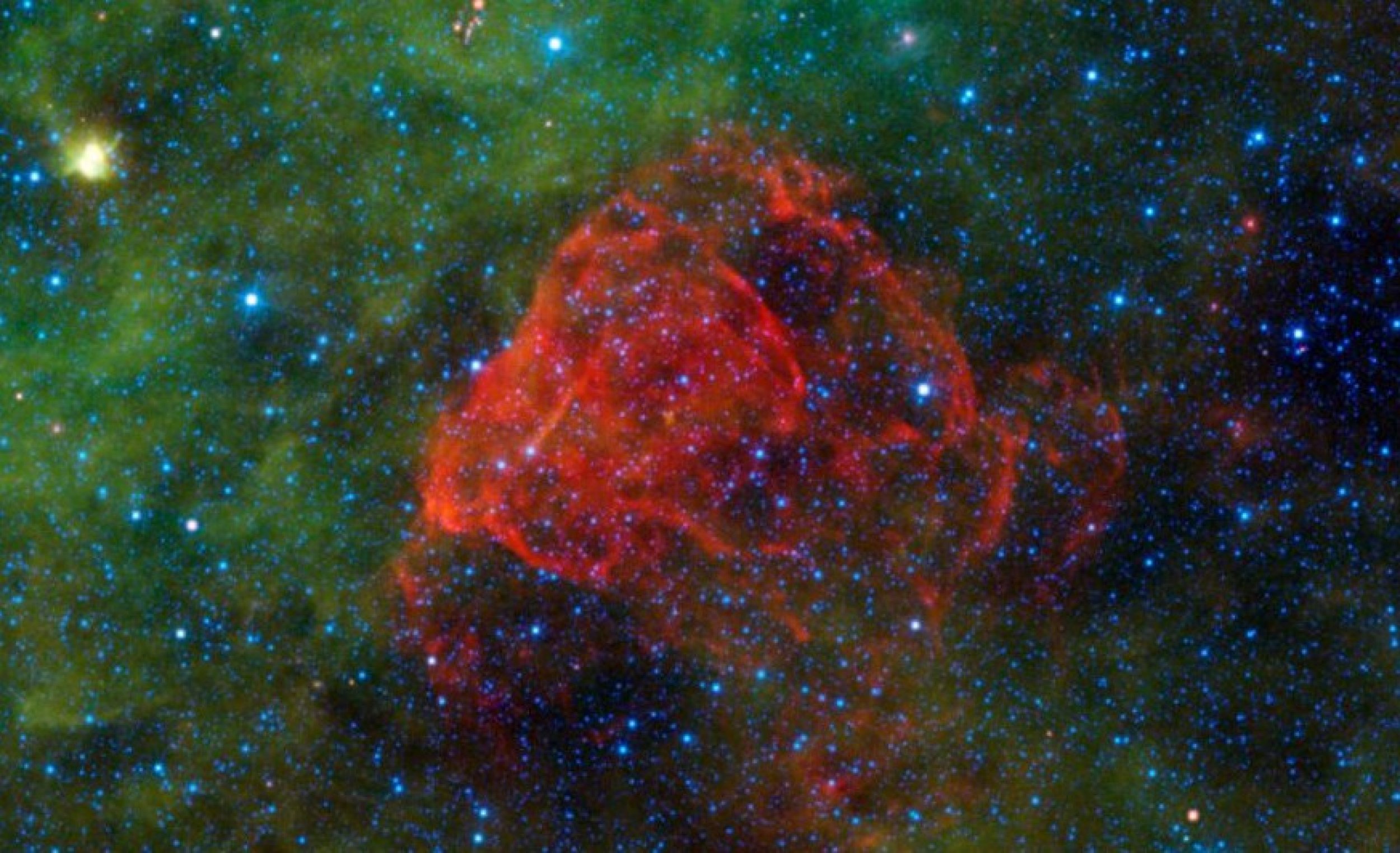NASA has unveiled an image of a supernova remantSNR called 039Puppis A039 which contains rosy dust and gas.