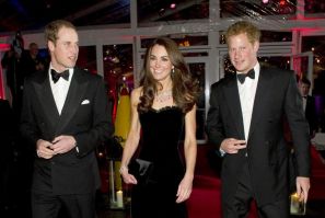 Kate Middleton Dazzles in Black Strapless Alexander McQueen Gown 