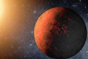 An artist&#039;s rendering shows a planet called Kepler-20e. The surface temperature of Kepler-20e, at more than 1,400 degrees Fahrenheit, would melt glass.