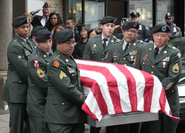 The casket of U.S. Army Private Danny Chen