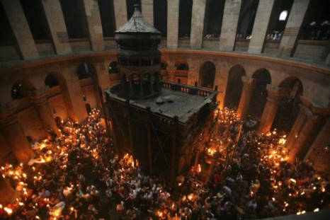 Church of Holy Sepulchre During a Holy Fire Ceremony in Jerusalem's Old City