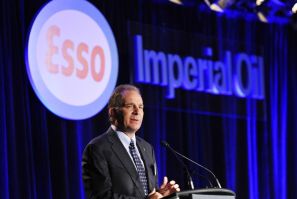 March president and CEO of Imperial Oil addresses shareholders at the company&#039;s annual general meeting in Calgary.