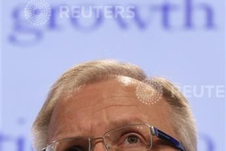 EU Commissioner for Economic and Monetary Affairs Rehn addresses a news conference on the EC latest economic forecasts for the euro zone and EU in Brussels
