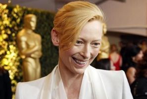 Tilda Swinton is interviewed at the Academy of Motion Picture Arts and Sciences&#039; 2011 Governors Awards in Hollywood, California
