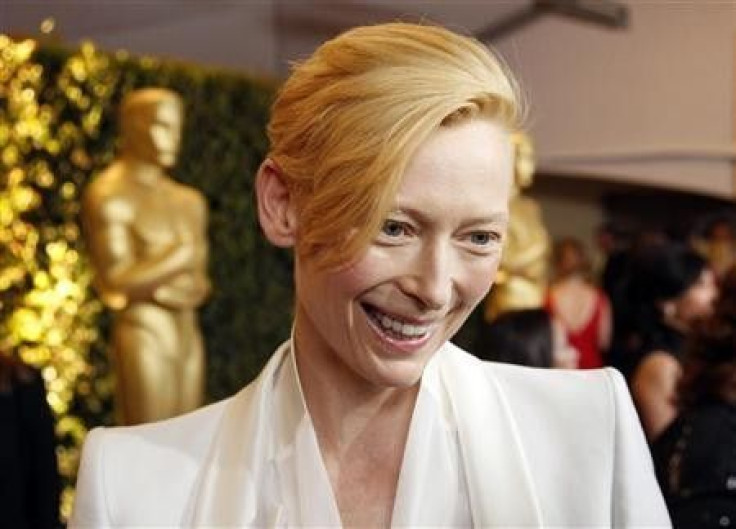Tilda Swinton is interviewed at the Academy of Motion Picture Arts and Sciences&#039; 2011 Governors Awards in Hollywood, California