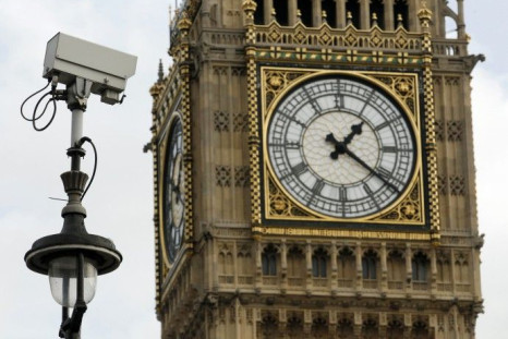 Surveillance camera points towards Parliament Square, in front of the Big Ben Clock Tower in London