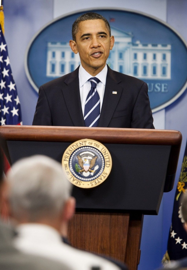 U.S. President Barack Obama makes a statement in the White House Briefing Room in Washington