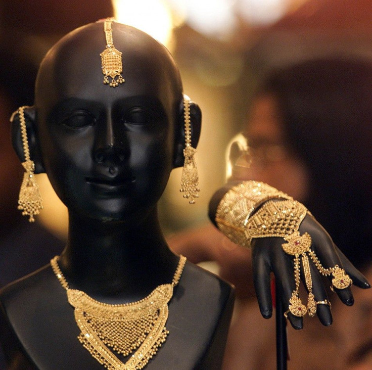 Gold jewelry on display in Calcutta