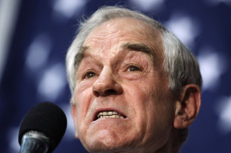 U.S. Republican presidential candidate and Representative Ron Paul speaks during a veterans rally in Des Moines