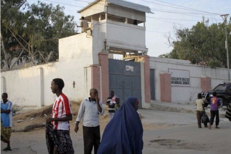 Residents walk outside of the Medecins Sans Frontieres building in Somalia