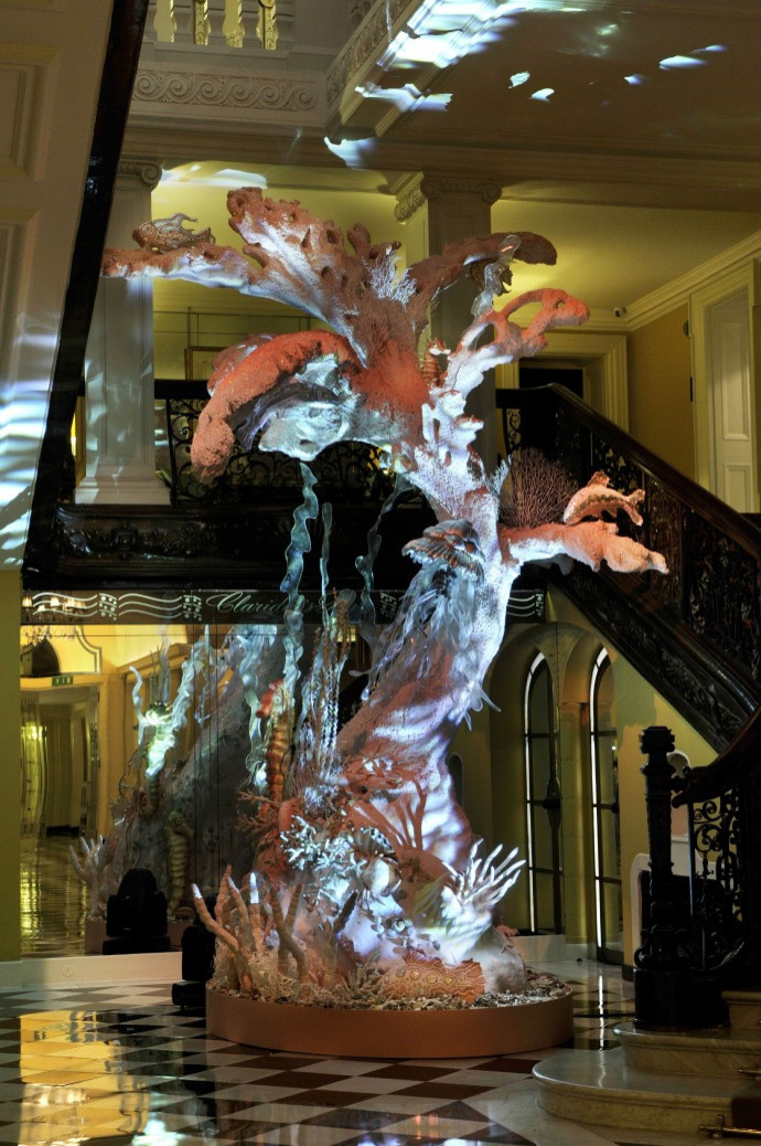 Dior designer John Galliano designs Claridge's Christmas tree