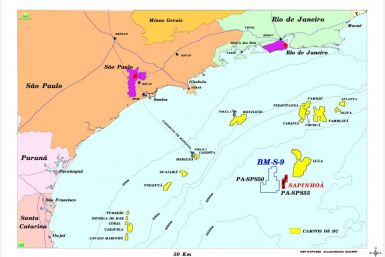 Map of Brazil&#039;s offshore oil operations