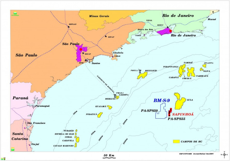 Map of Brazil&#039;s offshore oil operations