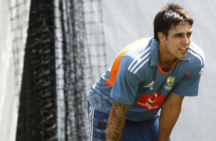 Australia's Johnson is seen at a cricket training session at the Adelaide Oval.