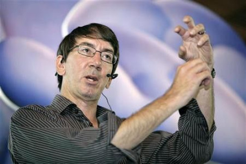 Game designer Will Wright speaks about his latest game SPORE at a promotion event in Singapore August 13, 2008.