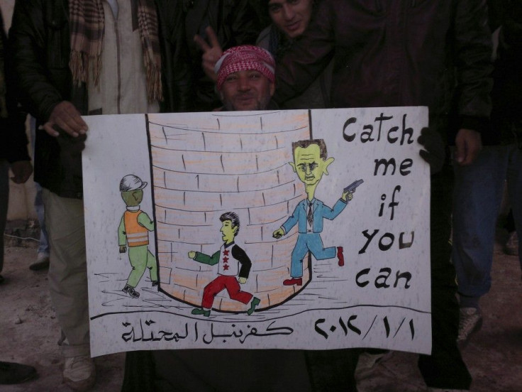 Demonstrators protest against Syria&#039;s President Bashar al-Assad in Kafranbel