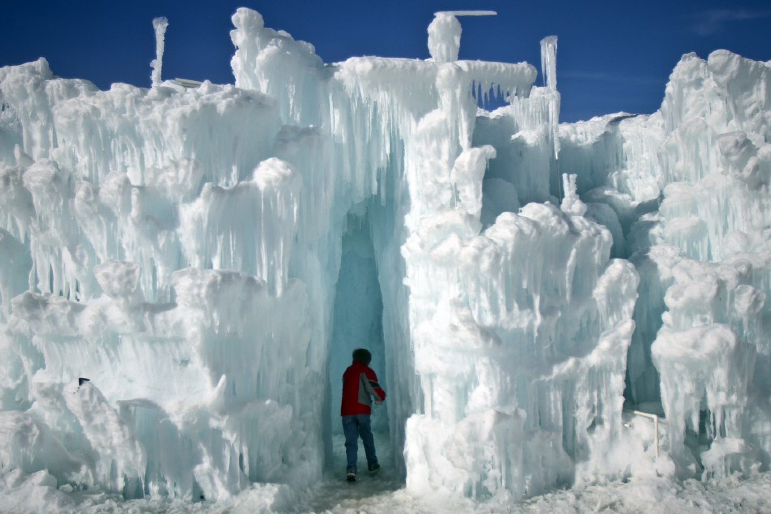 A boy runs though ice formations at the Ice Castles at Silverthorne in Colorado Jan. 3, 2012.  REUTERSNathan Armes