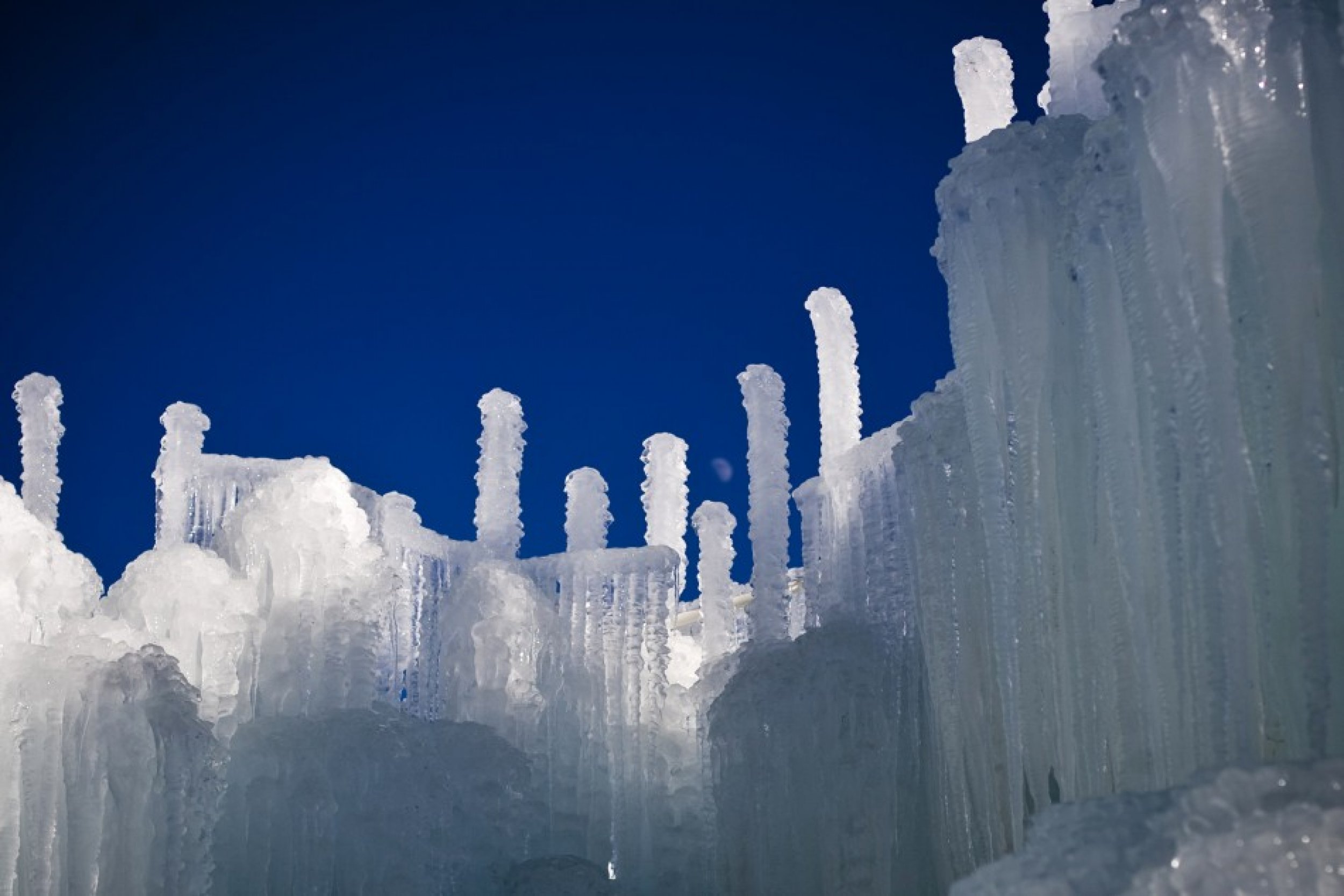 Ice formations are seen at the Ice Castles at Silverthorne in Colorado