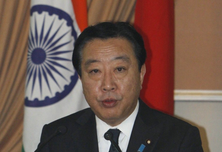 Japan&#039;s Prime Minister Yoshihiko Noda speaks during a joint news conference with his Indian counterpart Manmohan Singh after their meeting in New Delhi