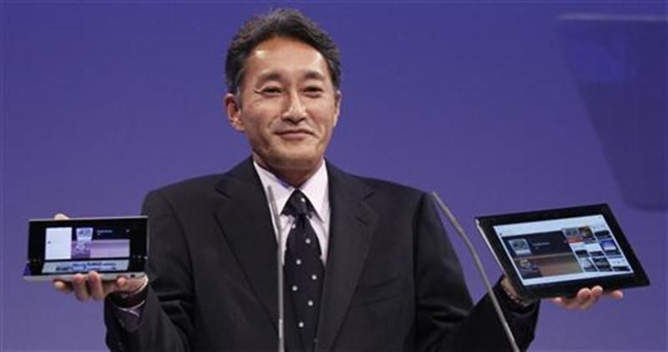 Hirai President and Group CEO of Sony Computer Entertainment presents new Sony S and P tablets at IFA consumer electronics fair in Berlin