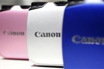 Canon digital cameras are displayed at the company&#039;s showroom in Tokyo