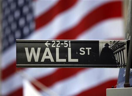 The Wall Street sign is seen outside the New York Stock Exchange