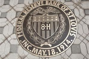 The Federal Reserve Bank of St. Louis seal is seen