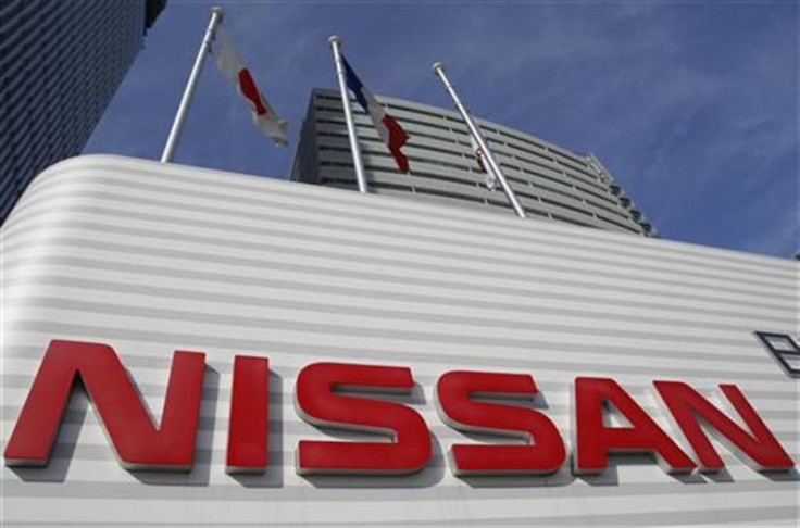 A logo of Nissan is pictured outside the company headquarters building in Yokohama, south of Tokyo