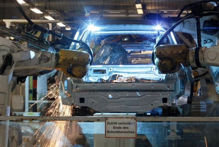 Welding robots assemble a bodywork of a Volkswagen's Golf VI car in a production line at the Volkswagen headquarters in Wolfsburg