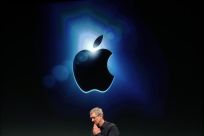 Apple CEO Tim Cook speaks about iTunes at Apple headquarters in Cupertino.