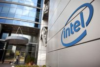 An Intel logo is seen at the company&#039;s offices in Petah Tikva, near Tel Aviv