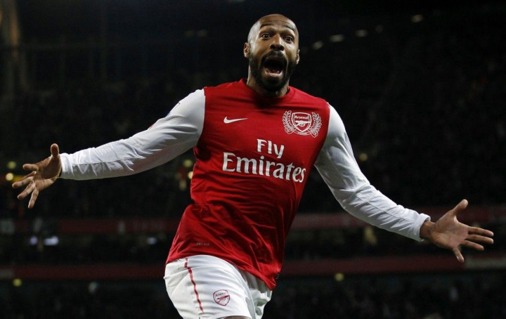 Arsenal's Thierry Henry celebrates his goal against Leeds United