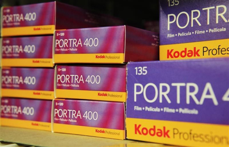 Rolls of Kodak film are seen on a camera store shelf in New York