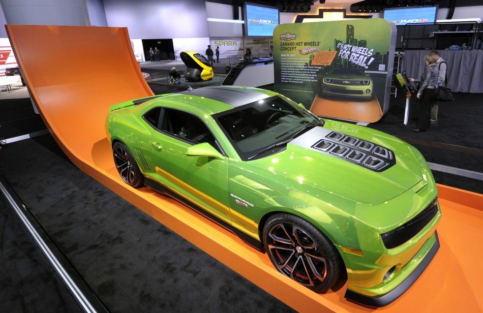 The Chevrolet Camaro Hot Wheels Concept car is displayed during the first press preview day for the North American International Auto Show in Detroit, Michigan January 9, 2012.
