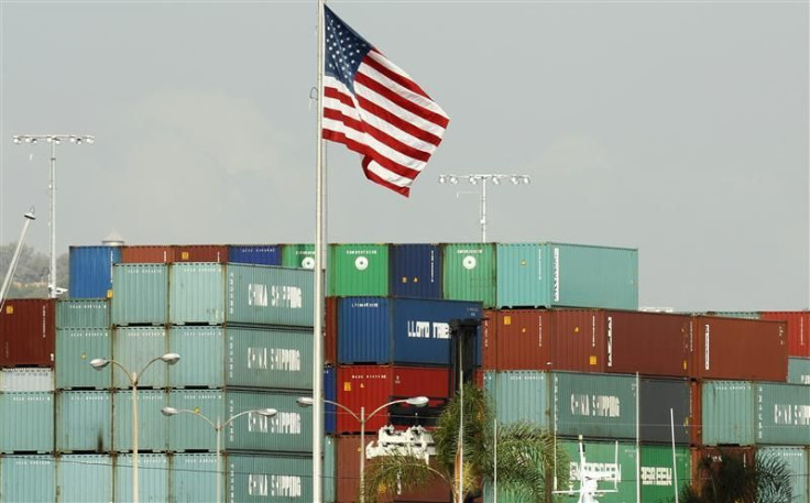 China Shipping containers lie on the dock after being exported to the U.S. in Los Angeles