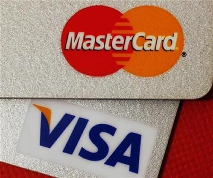 MasterCard and VISA credit cards are seen in this illustrative photograph taken in Hong Kong