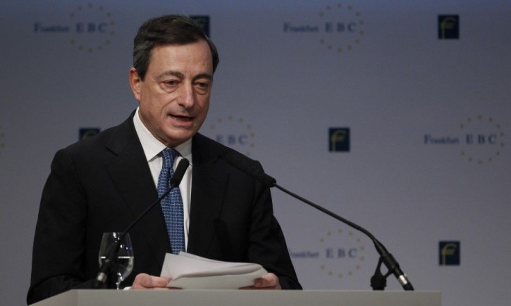European Central Bank (ECB) President Mario Draghi holds his speech during the European Banking Congress 2011 in Frankfurt November 18, 2011.