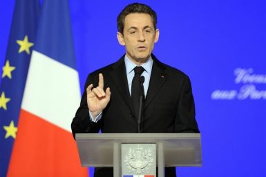 France's President Sarkozy presents the New Year wishes to the members of Parliament at the Elysee Palace in Paris
